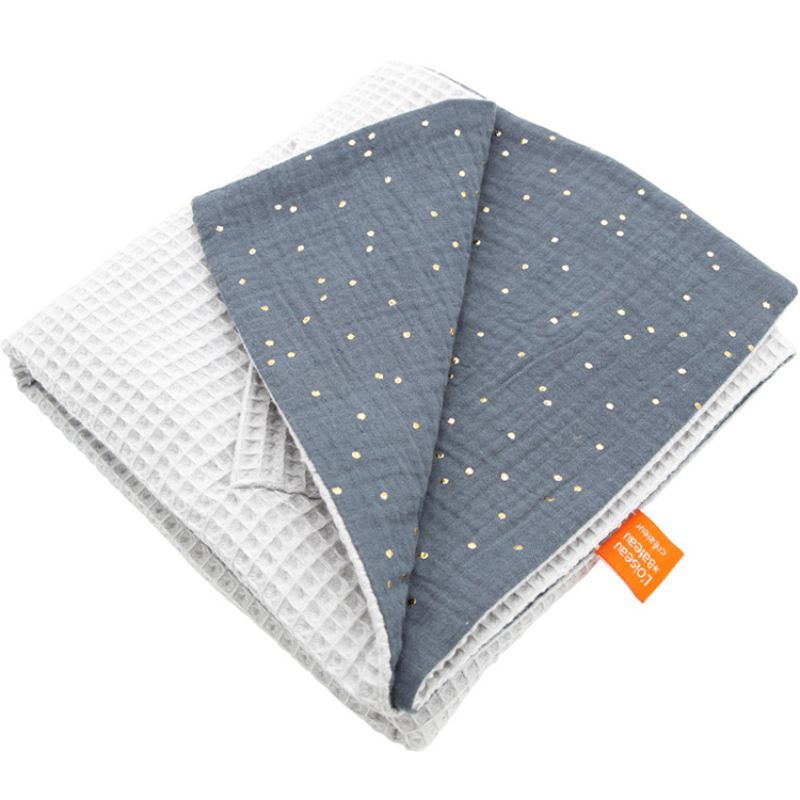 Couverture réversible nid d'abeille gris personnalisable (95 x 70 cm) L'oiseau bateau