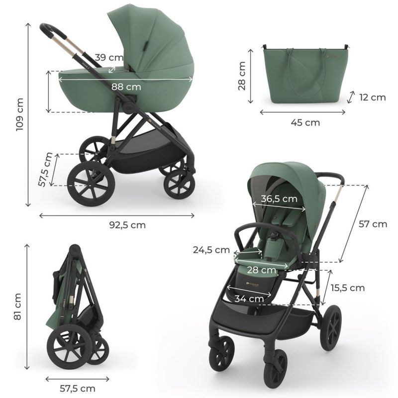 Poussette 2 en 1 Prime 3 Dark Green Kinderkraft Produit 9