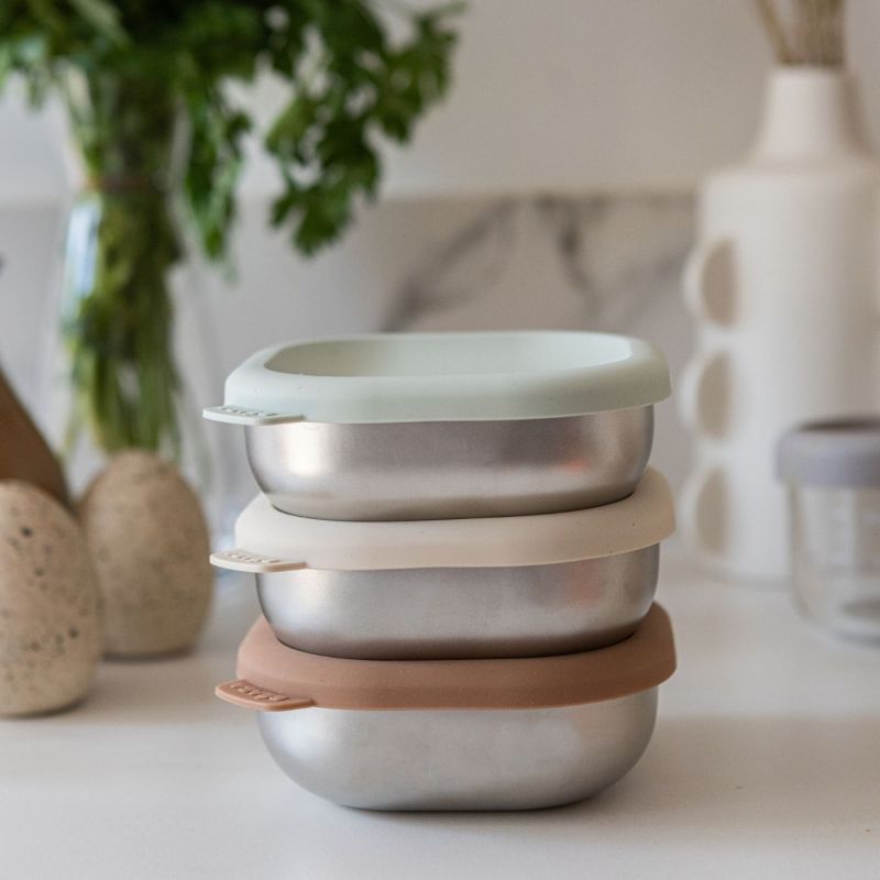 Lot de 3 boîtes repas Inox Natural Set Béaba Ambiance 6