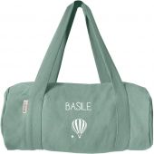 Sac de voyage enfant vert amande en coton (personnalisable)