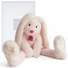 Peluche Lapin Fluffy aux longues jambes rose (38 cm)  par Histoire d'Ours