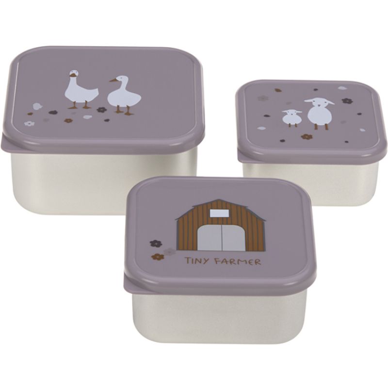 Lot de 3 boîtes à goûter Tiny Farmer lilas Lässig