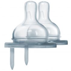 Lot de 2 tétines anti-colique débit lent - Pura