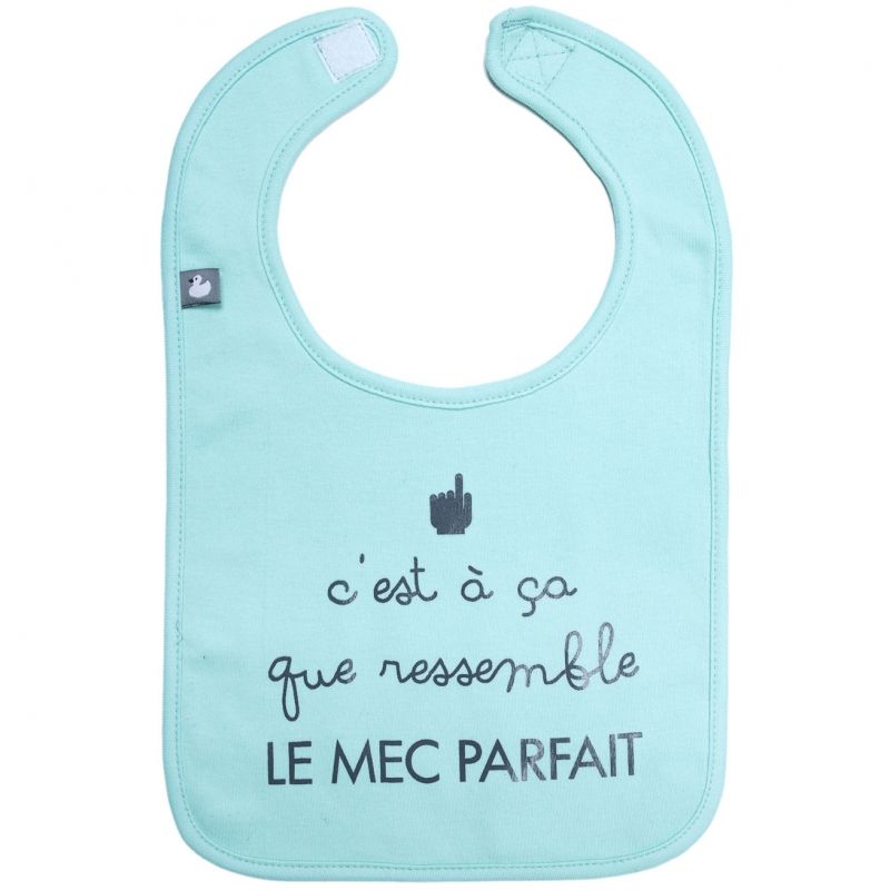 Bavoir à velcro Le mec parfait vert mint BB & Co
