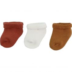 Lot de 3 paires de chaussettes Terracotta-Ecru-Camel (0-6 mois) - Trois Kilos Sept