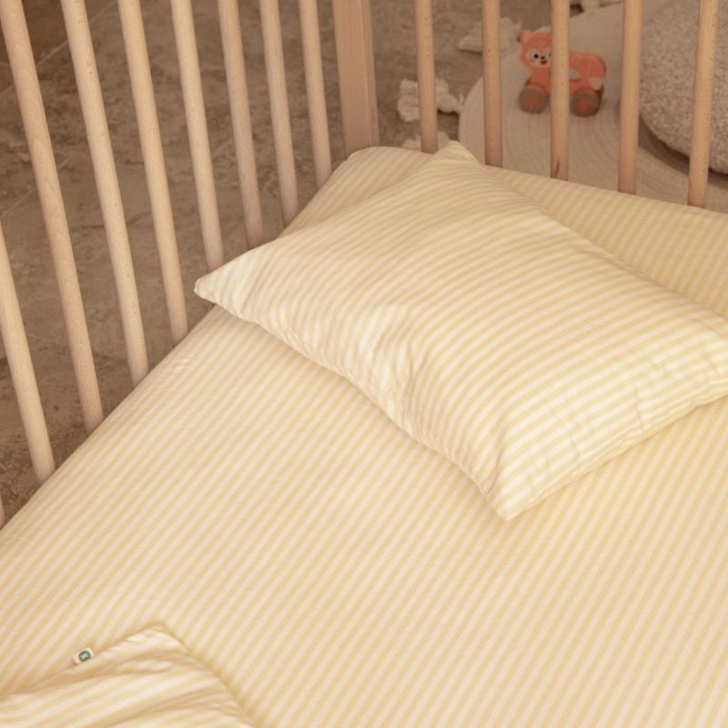 Taie d'oreiller en percale de coton Rayé Tournesol (40 x 60 cm) Kadolis Ambiance 2