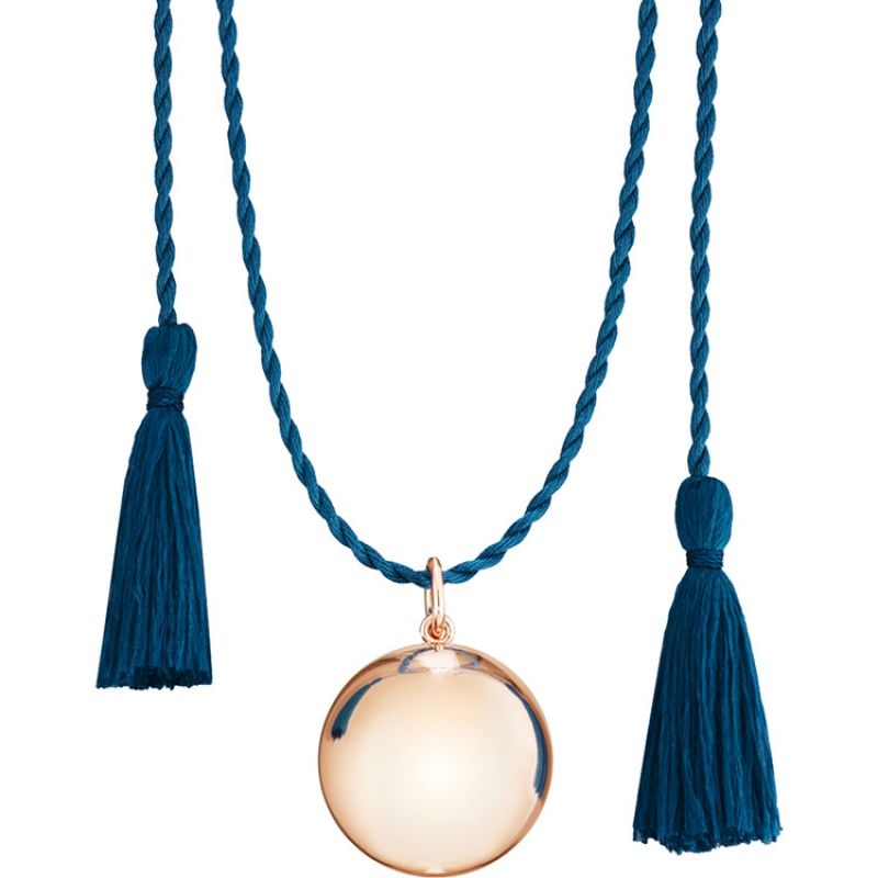 Bola sur cordon bleu marine Joy (plaqué or rose) Ilado Paris