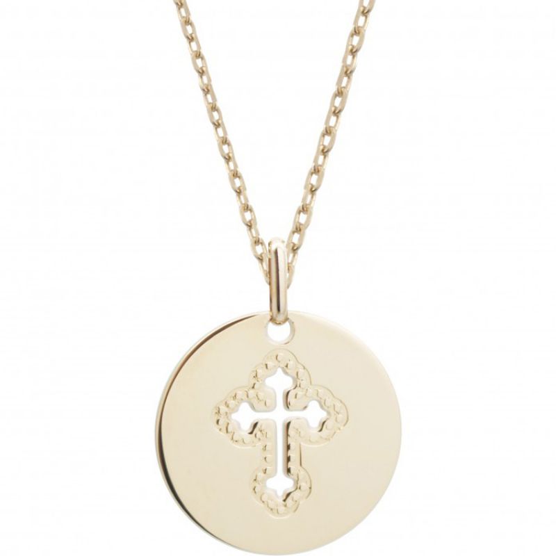 Collier enfant Croix céleste plaqué or 42 cm (personnalisable) Petits trésors