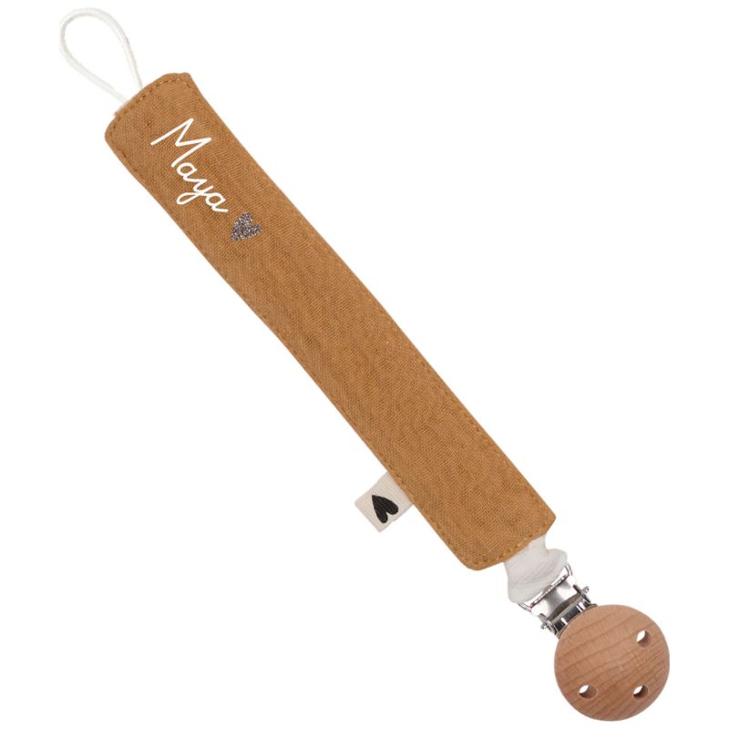 Attache tétine Gaze Camel (personnalisable) Atelier Wagram Produit 5