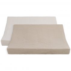 Lot de 2 housses de matelas à langer Tender Beige-Linen (45 x 70 cm) - Baby's Only