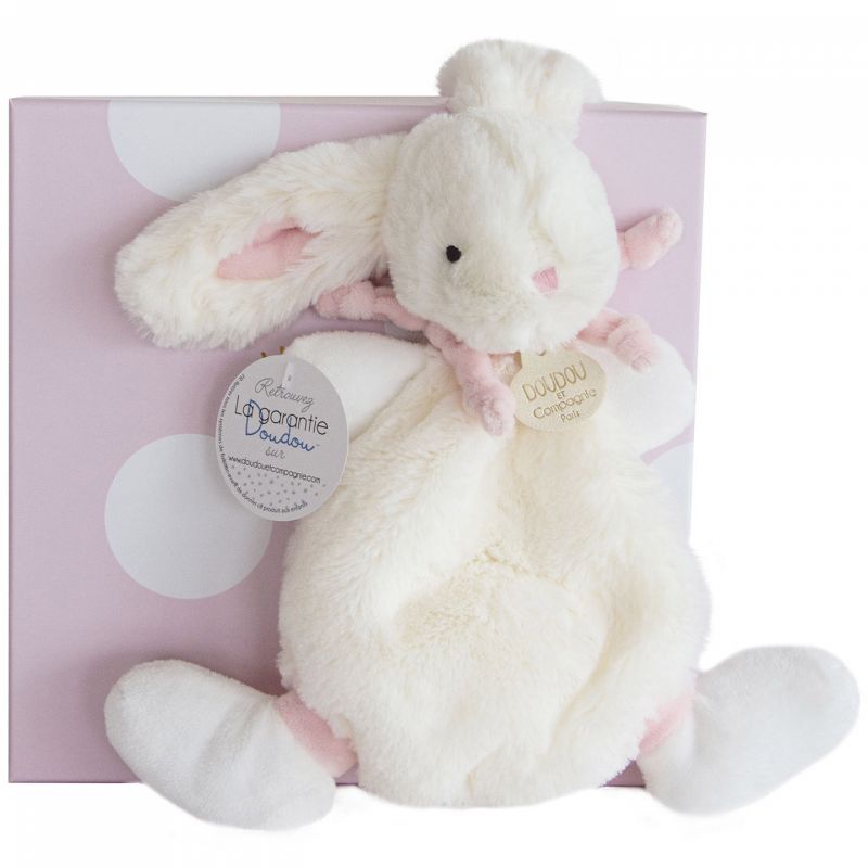 Coffret doudou plat rose Mon tout petit Lapin Bonbon (26 cm) Doudou et Compagnie