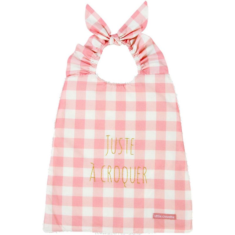 Bavoir élastiqué Vichy rose Little Crevette