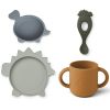 Coffret repas en silicone Vivi Dino bleu, vert et moutarde (4 pièces) - Reconditionné Liewood Produit 1
