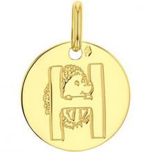 Médaille H comme hérisson personnalisable (or jaune 750°)  par Maison Augis