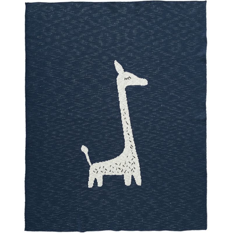 Couverture en coton bio girafe bleu marine (80 x 100 cm) Fresk