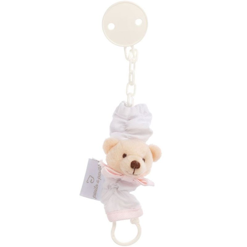 Attache sucette ours rose Pasito a pasito