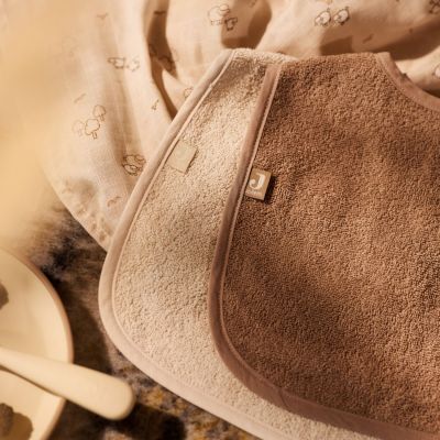Lot de 2 bavoirs en éponge Sand-Milky Coffee