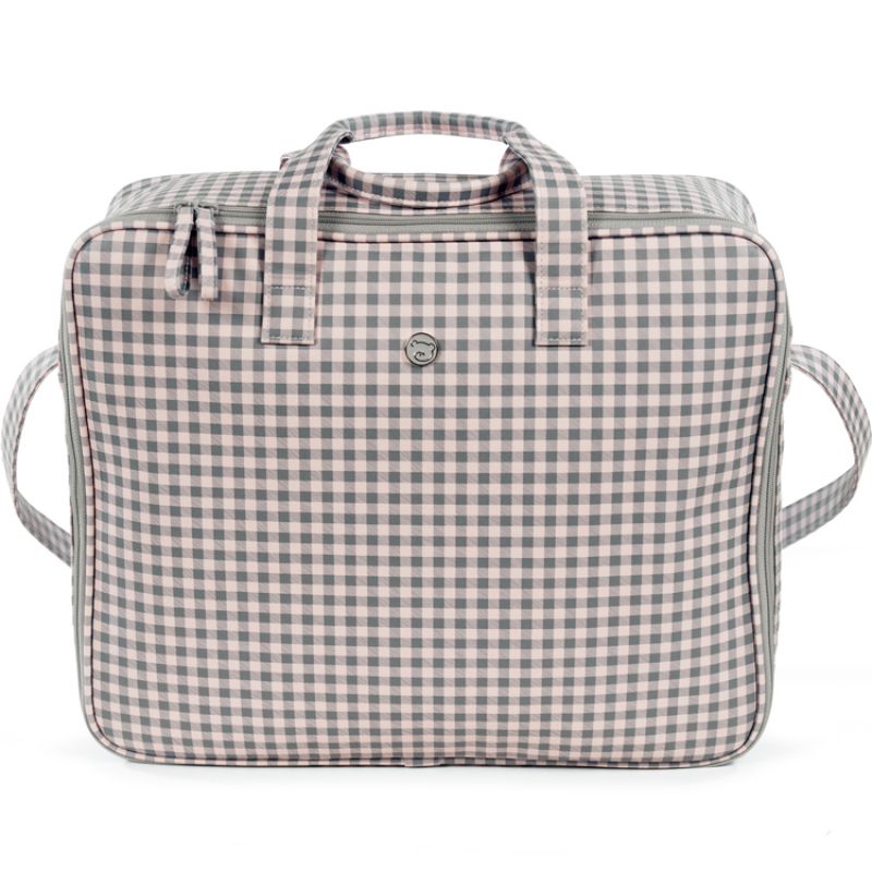 Valise de maternité Together Vichy rose et gris Pasito a pasito