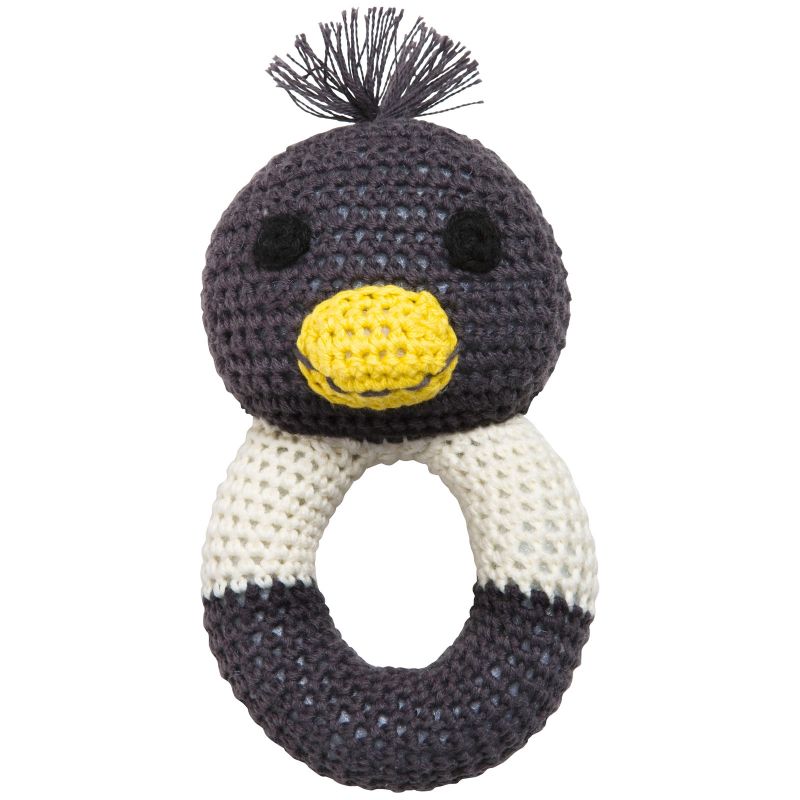 Hochet anneau Pingo le pingouin en crochet de coton bio (18 cm) Franck & Fischer