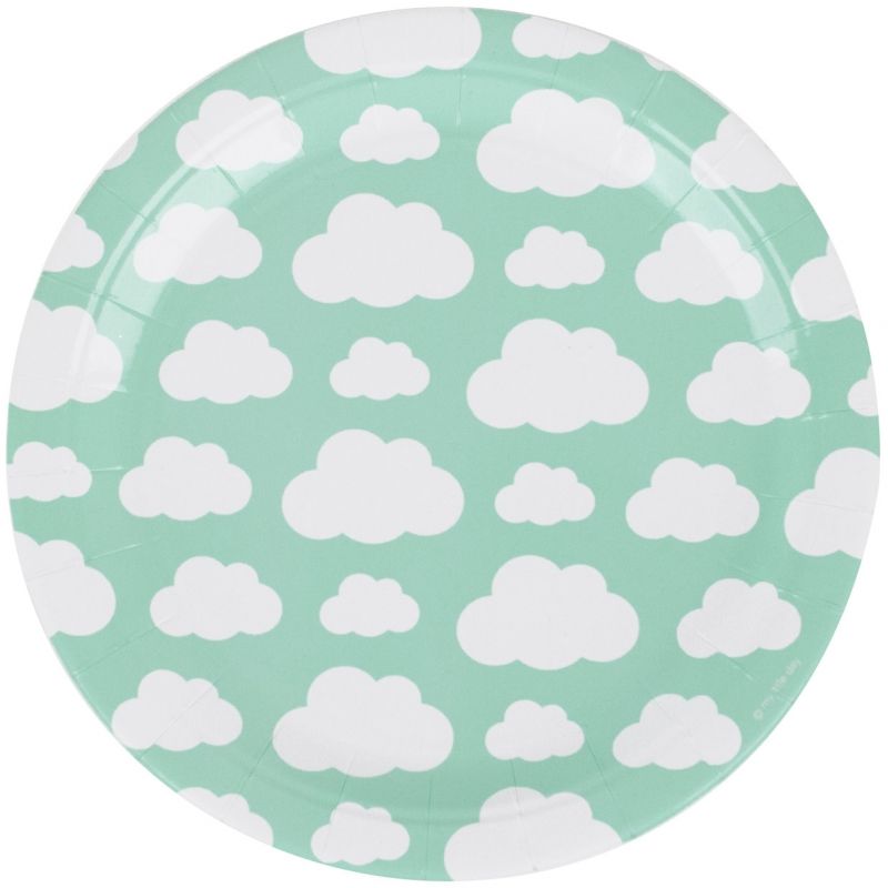 Assiettes en carton nuages aqua (8 pièces) My Little Day