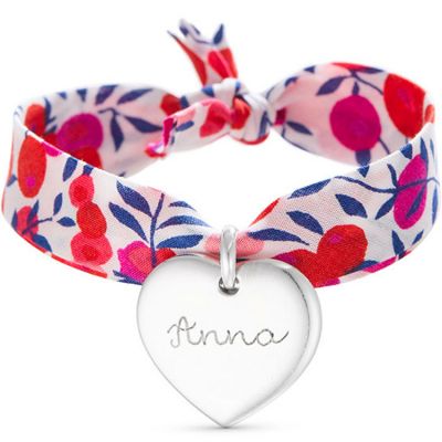 Bracelet enfant Liberty avec coeur personnalisable (argent 925°) Merci Maman