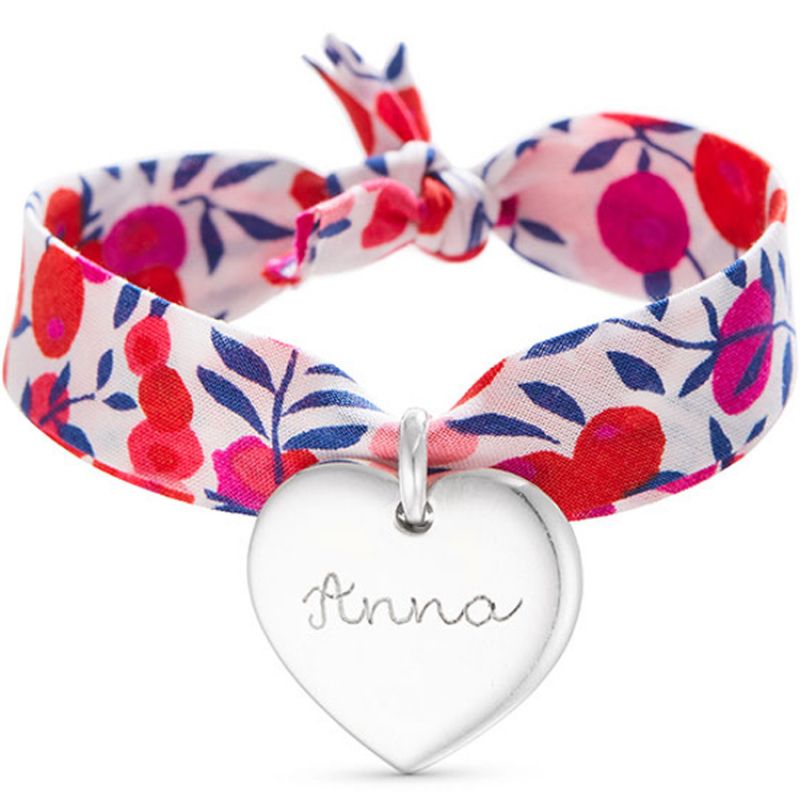 Bracelet enfant Liberty avec coeur personnalisable (argent 925°) Merci Maman
