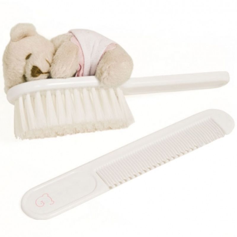 Peigne et brosse ours couché rose Pasito a pasito