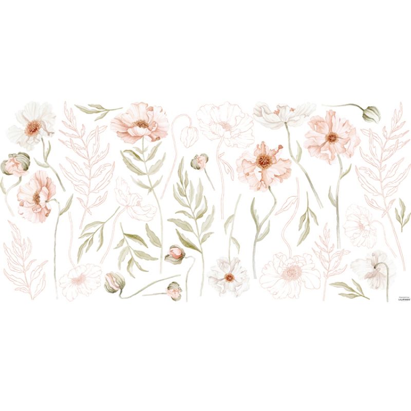 Planche de stickers XL Large Dancing Poppies (130 x 34 cm) Lilipinso
