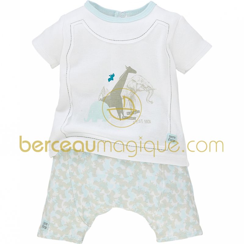 Ensemble T-shirt  et short façon sarouel Mini nature ((naissance au 6 mois) Sucre d'orge