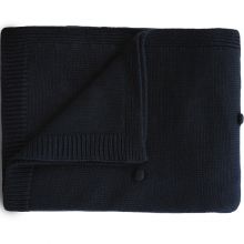 Couverture tricotée en coton bio Textured Dots Dark Navy (80 x 100 cm)  par Mushie