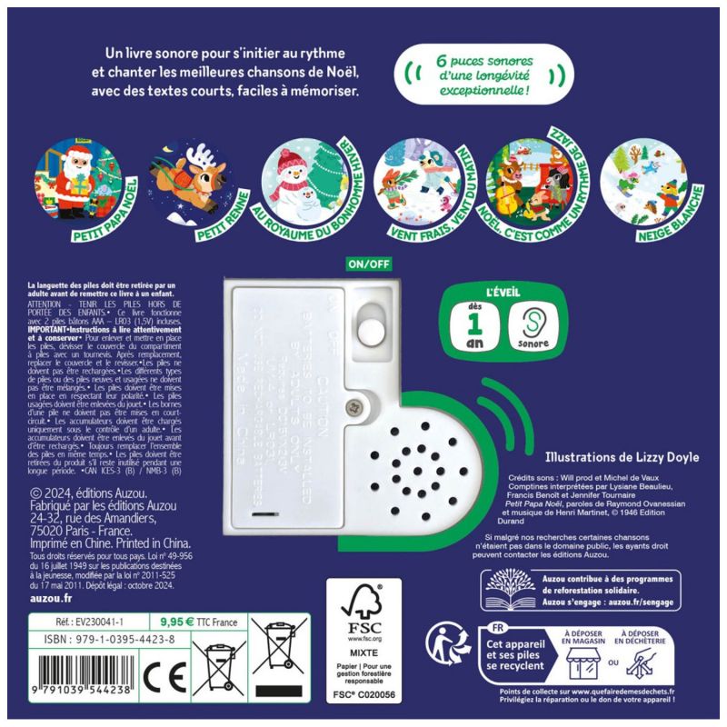 Livre Mes premiers sonores Mes chansons de Noël Auzou Editions Produit 4
