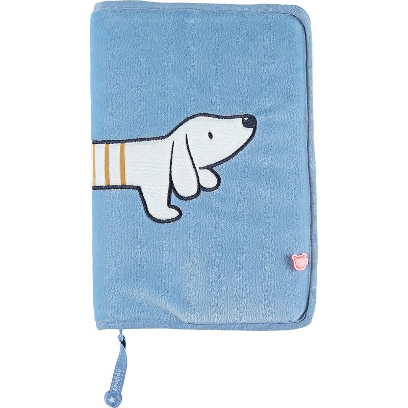 Protège carnet de santé veloudoux Aston & Jack chien bleu Noukie's