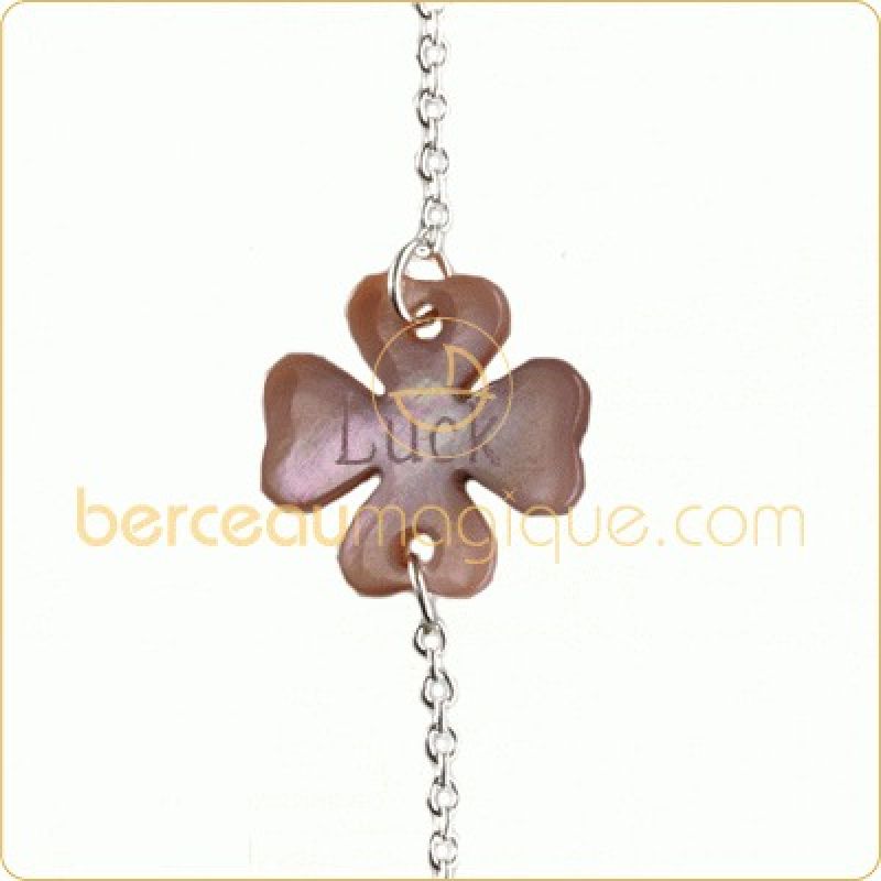 Bracelet trèfle de nacre rose Petits trésors