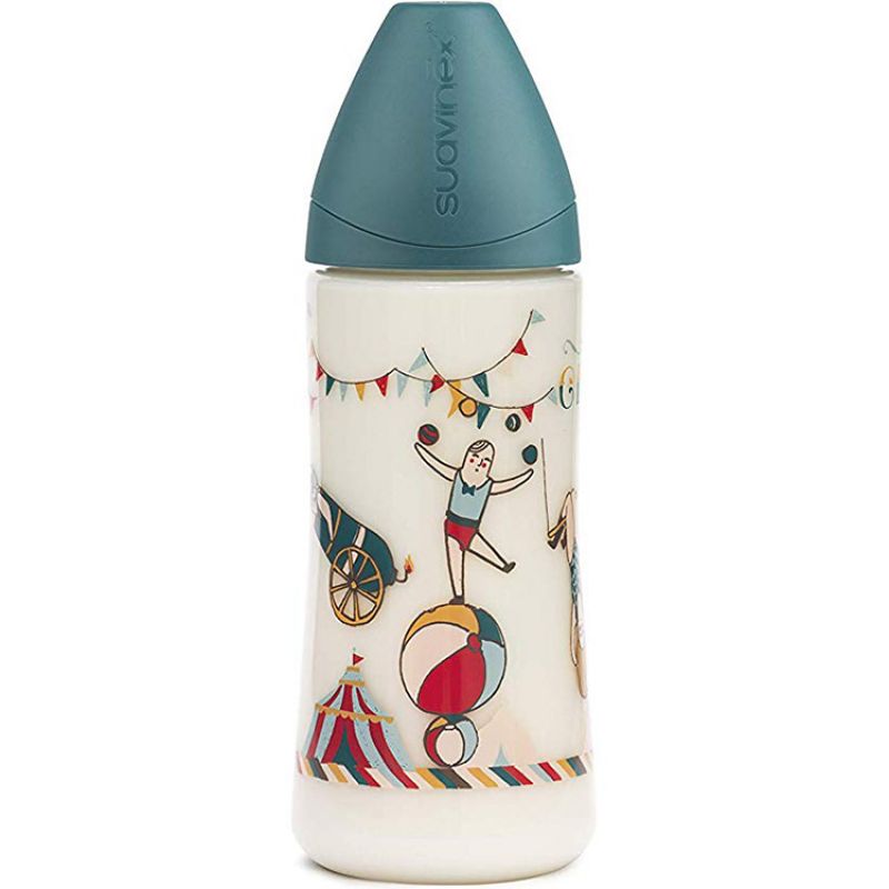 Biberon avec tétine physiologique Circus bleu (360 ml) Suavinex