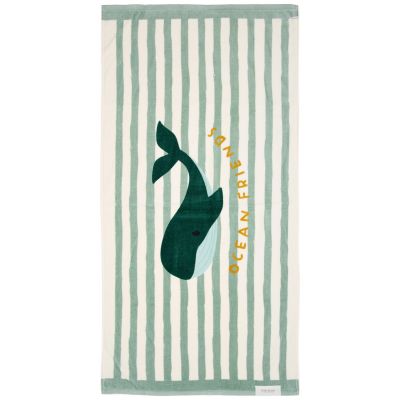 Serviette de plage Seashells and Stripes Surf Blue Little Dutch