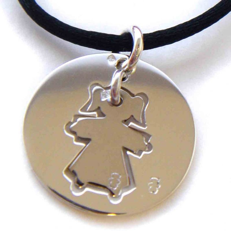 Pendentif ''Future Maman'' petite fille sur cordon (argent 925°) Loupidou