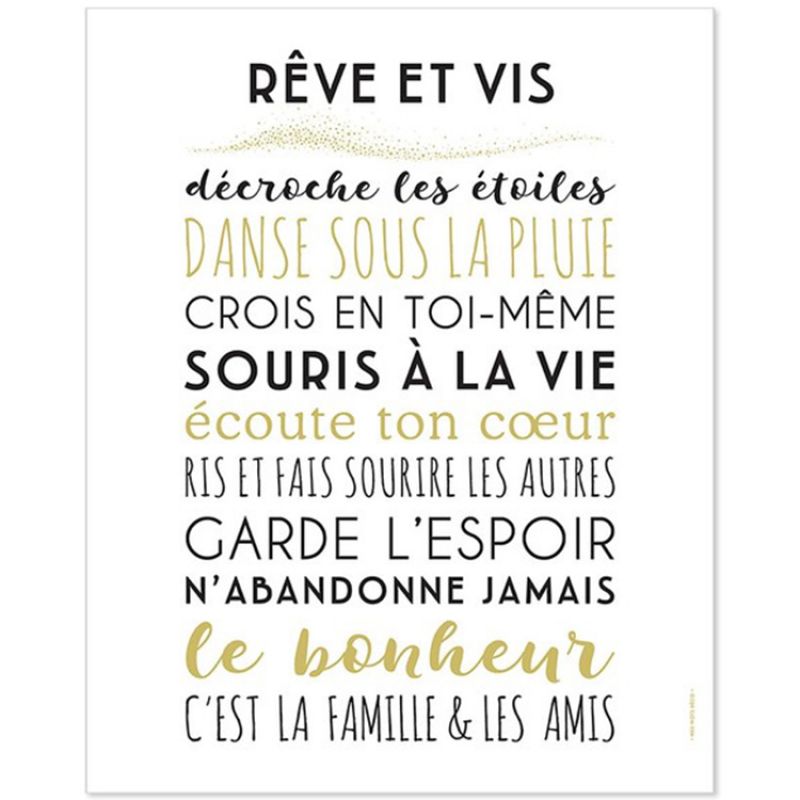 Affiche Rêve et vis (40 x 50 cm) Mes Mots Déco