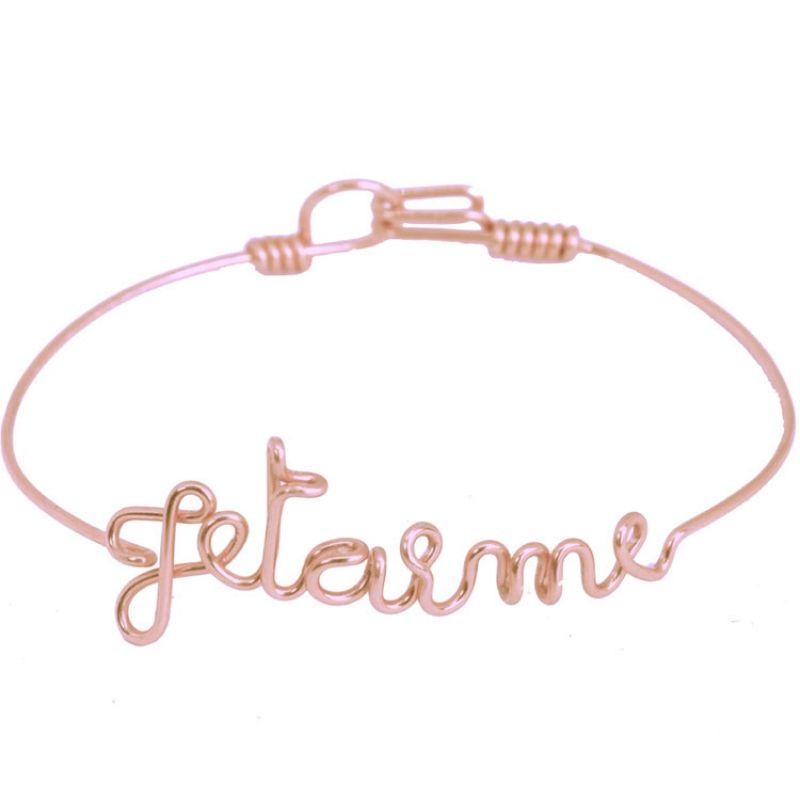 Bracelet Je t'aime en fil Gold-filled or rose 585° (15 cm) Hava et ses secrets