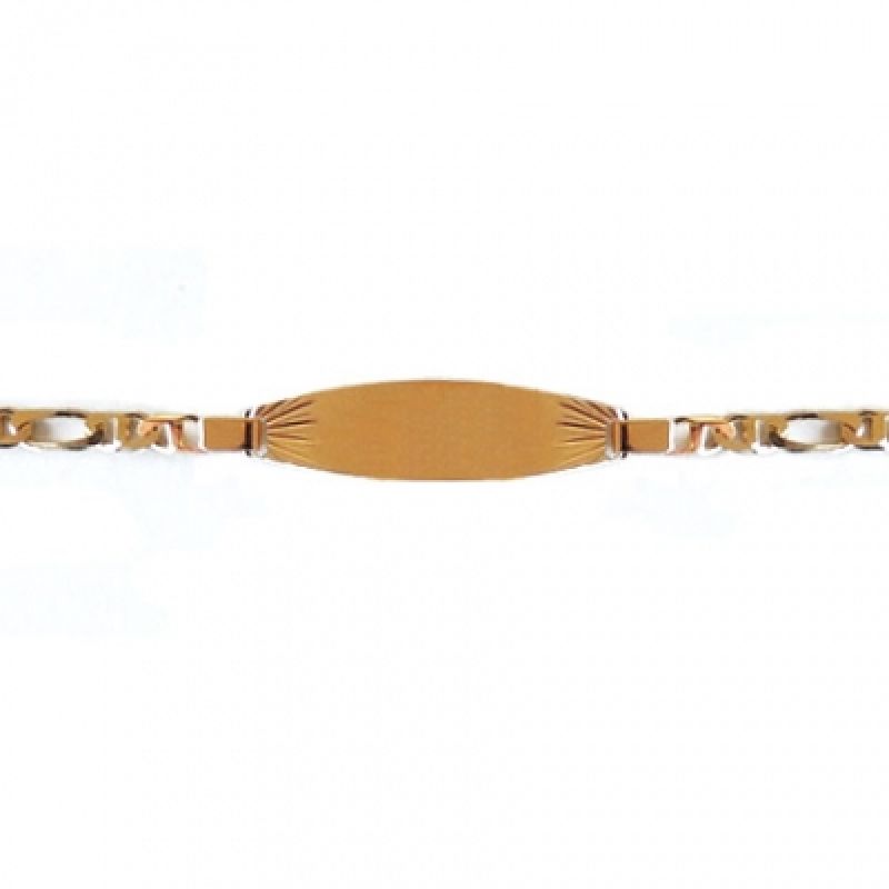 Gourmette bébé plaque tonneau maille cheval alternée (or jaune 750°) Premiers Bijoux