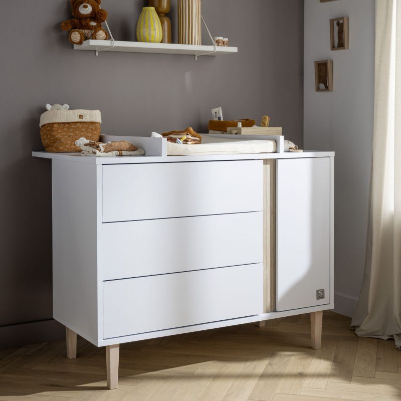 Plan à langer pour commode 3 tiroirs et 1 porte Paloma Sauthon mobilier Ambiance 2