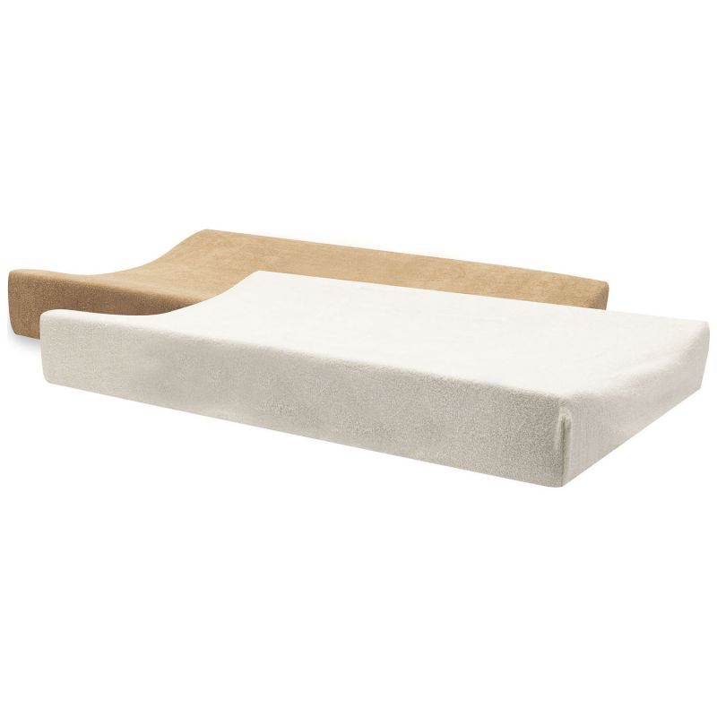 Lot de 2 housses de matelas à langer en éponge Hazel-Oatmeal (50 x 70 cm) Jollein Produit 1