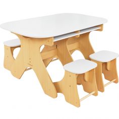 Ensemble Table et Chaise Enfant 12 mois Montessori - Ovaline Blanc