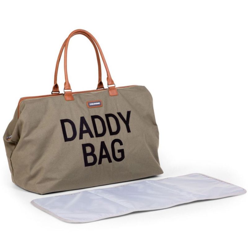 Sac à langer à anses papa Daddy Bag toile kaki Childhome