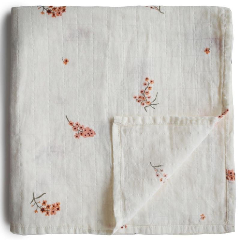 Maxi lange en coton bio Flowers (120 x 120 cm) Mushie