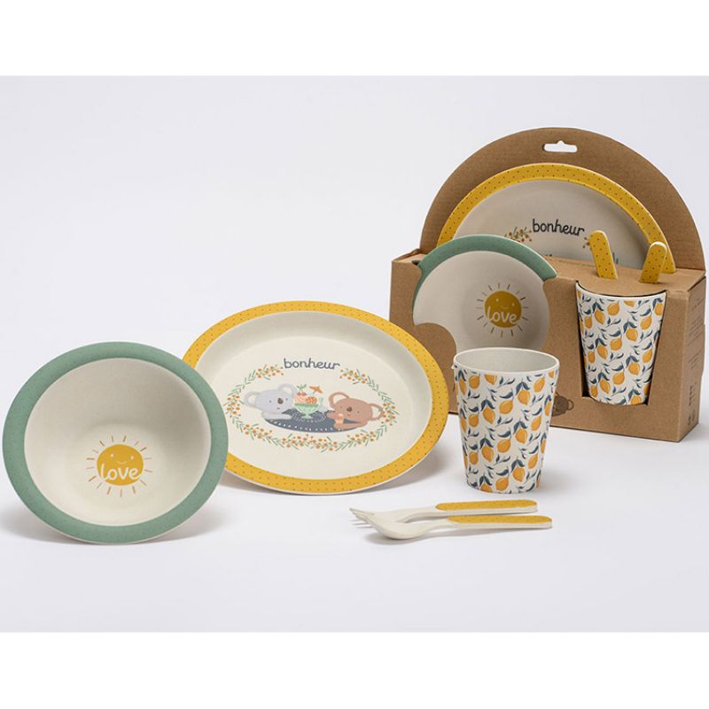 Coffret repas en bambou koala Andrea (5 pièces) Amadeus Les Petits