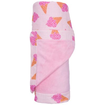Serviette de plage bambou et gaze de coton blush et cornets de glace (80x160 cm)