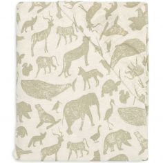 Drap housse en jersey Animals Olive Green (60 x 120 cm) - Jollein