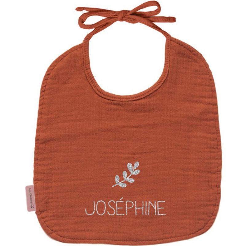 Bavoir à nouer Terracotta (personnalisable) Les Griottes