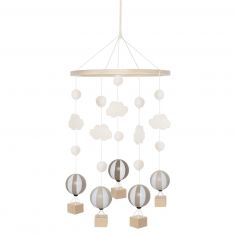 Mobile Montgolfières En Bois Coloré - Décoration Chambre Bébé - Stimule La Vision - À Suspendre Hors De Portée