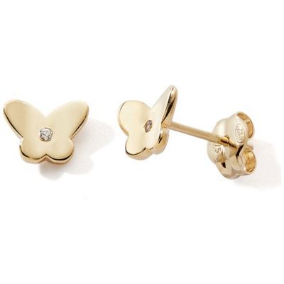 Boucles d'oreilles Papillon-Oxyde (or jaune 375°)